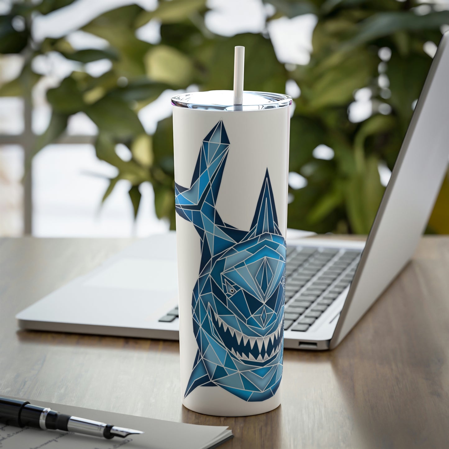 Shark Skinny Steel Tumbler with Straw, 20oz