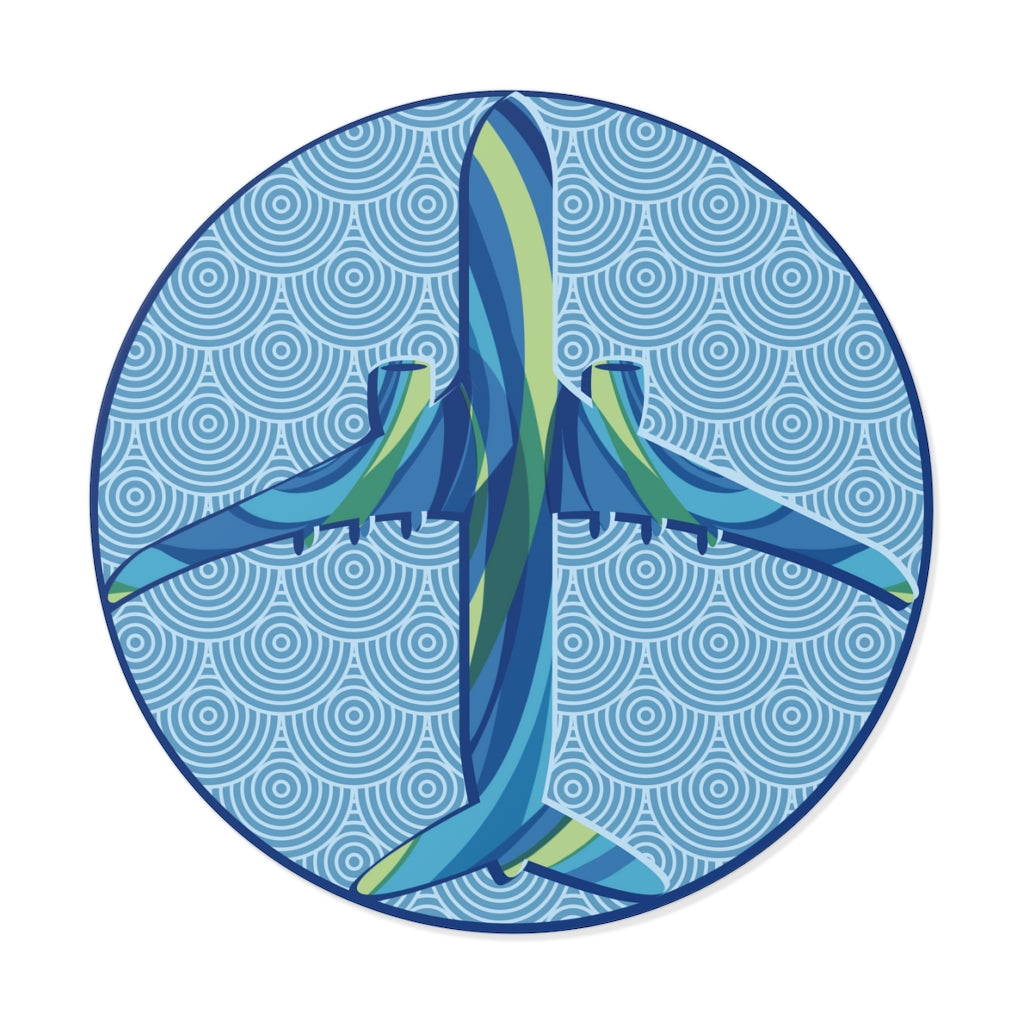 Blue airplane Round Vinyl Stickers