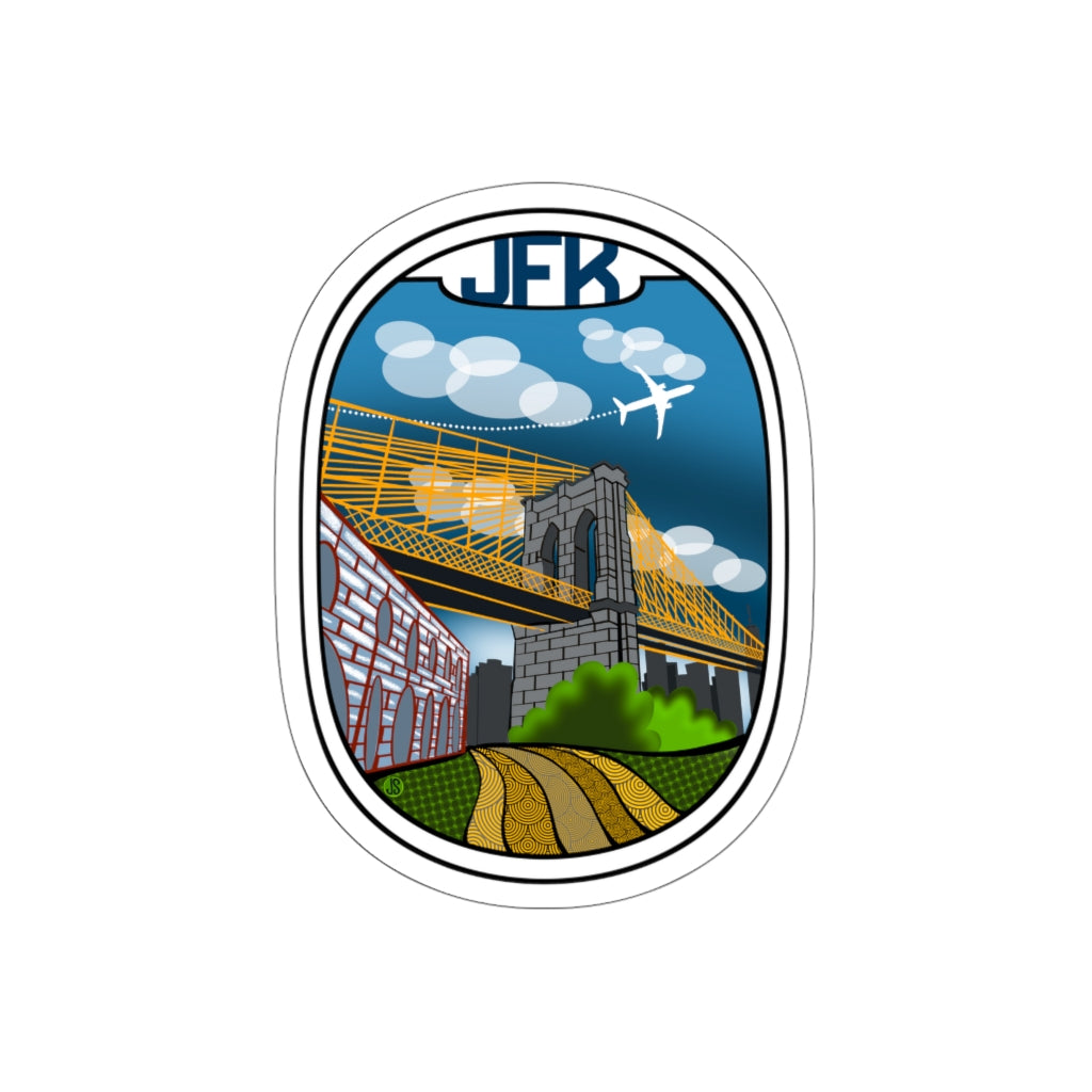 JFK Wht plane Die-Cut Stickers