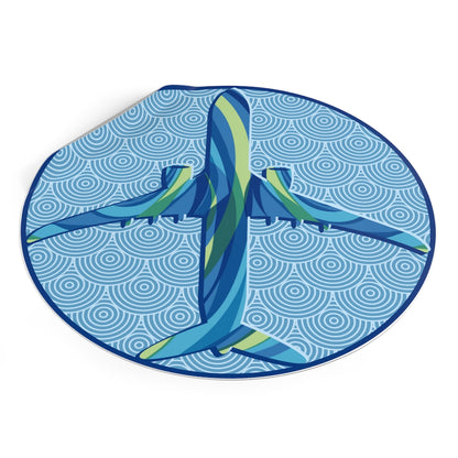 Blue airplane Round Vinyl Stickers