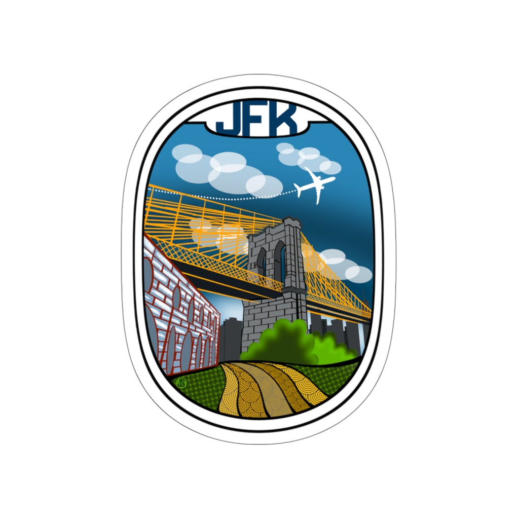 JFK Wht plane Die-Cut Stickers