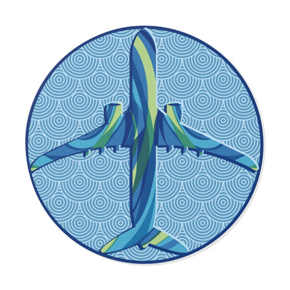 Blue airplane Round Vinyl Stickers