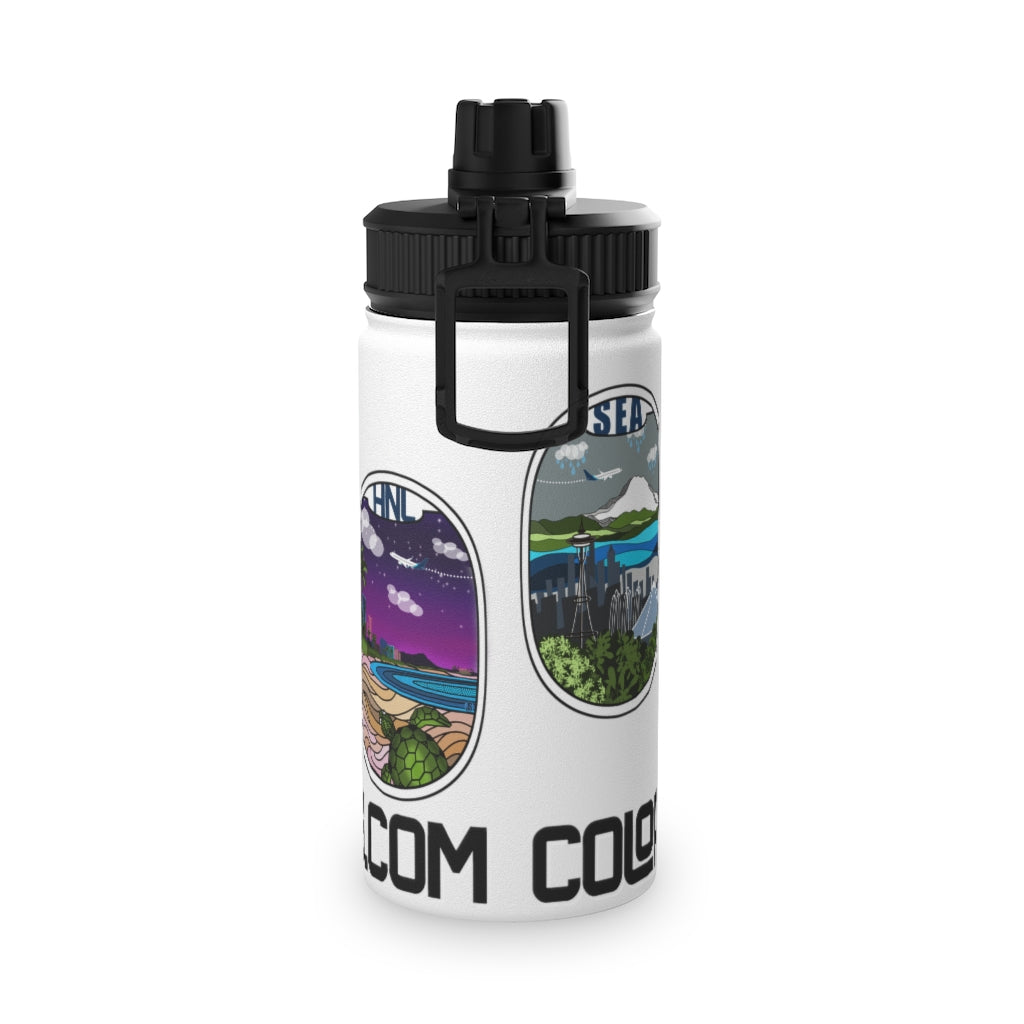 Sticker Stainless Steel Water Bottle, Sports Lid