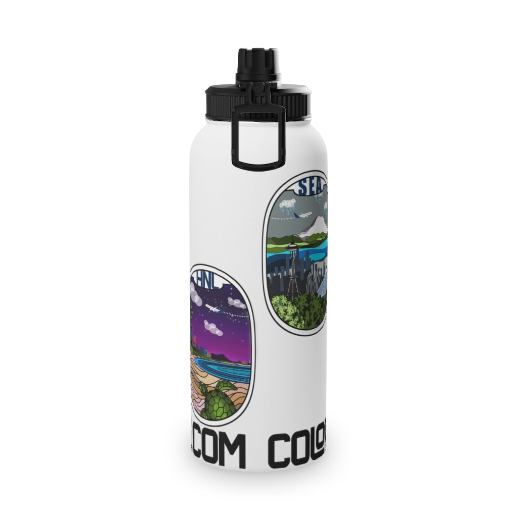 Sticker Stainless Steel Water Bottle, Sports Lid