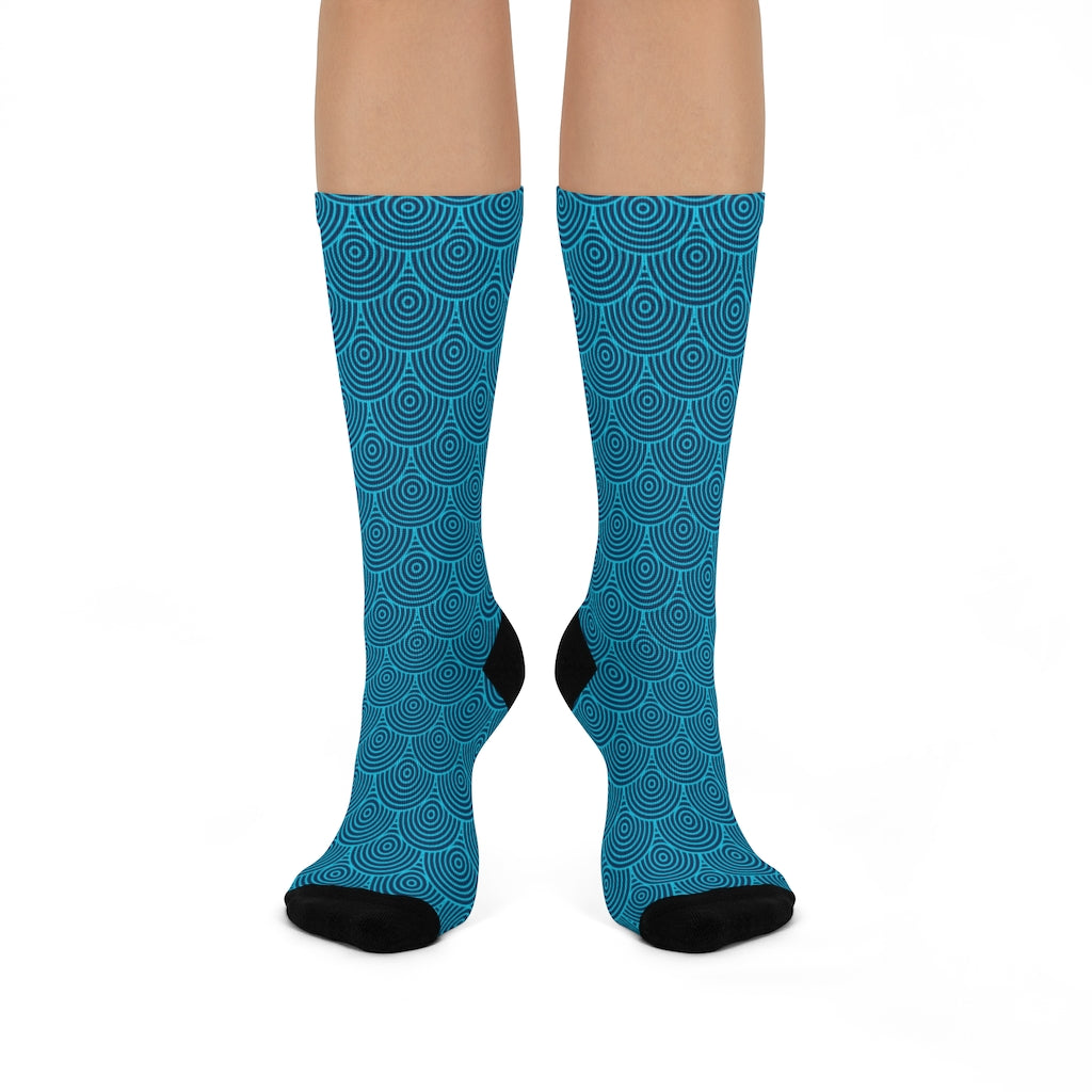 Aqua swirls DTG Crew Socks