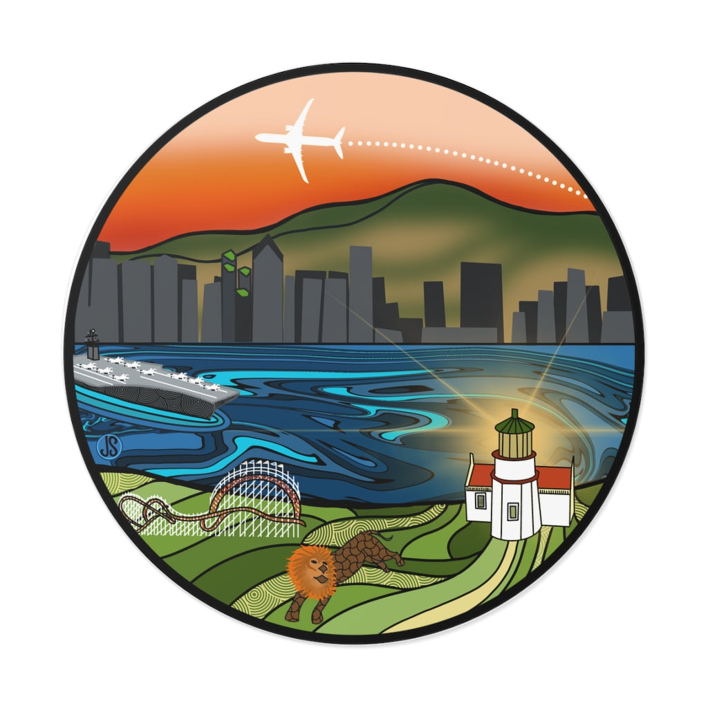 San Diego Round Vinyl Stickers