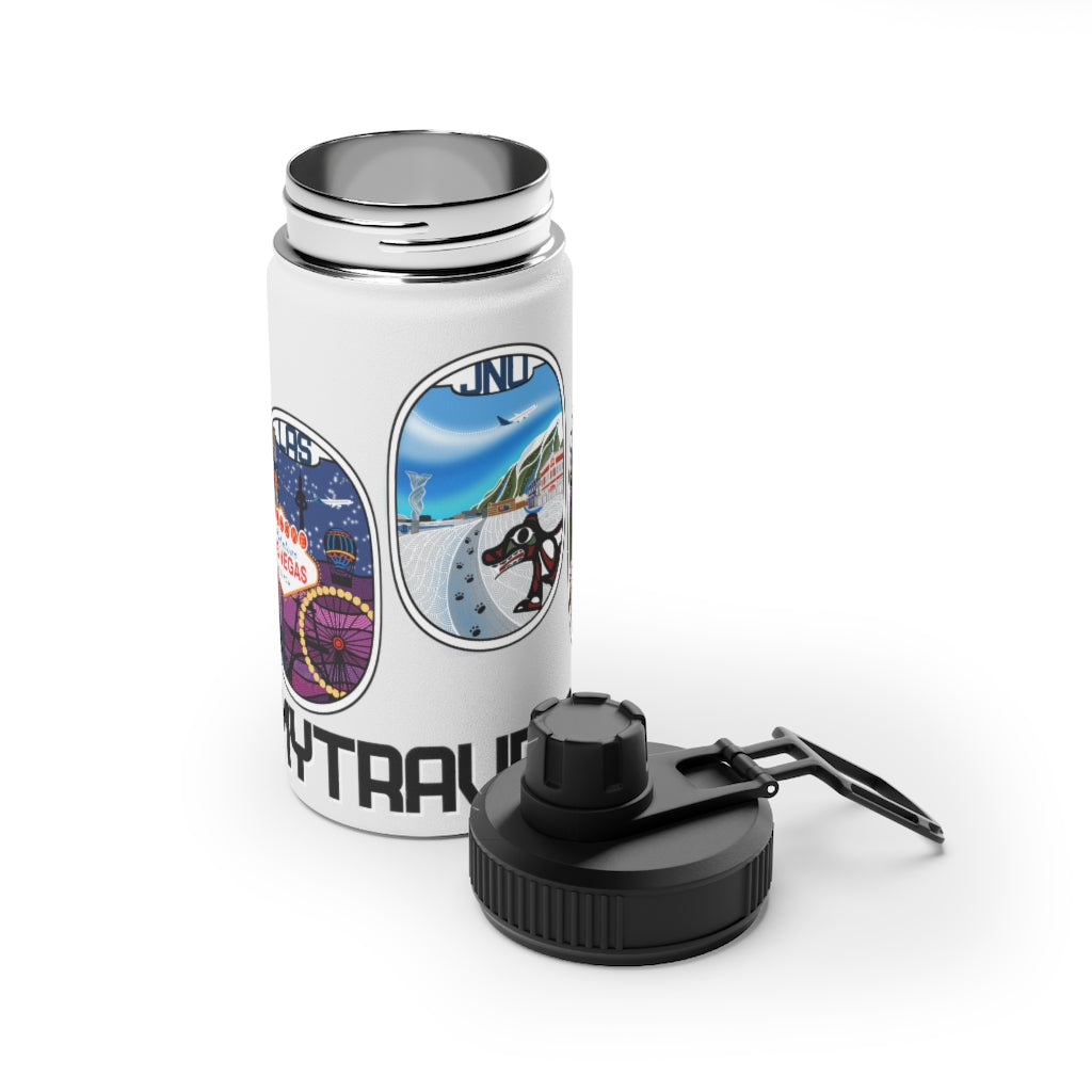 Sticker Stainless Steel Water Bottle, Sports Lid