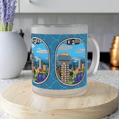 Dallas Fort Worth Frosted Glass Mug