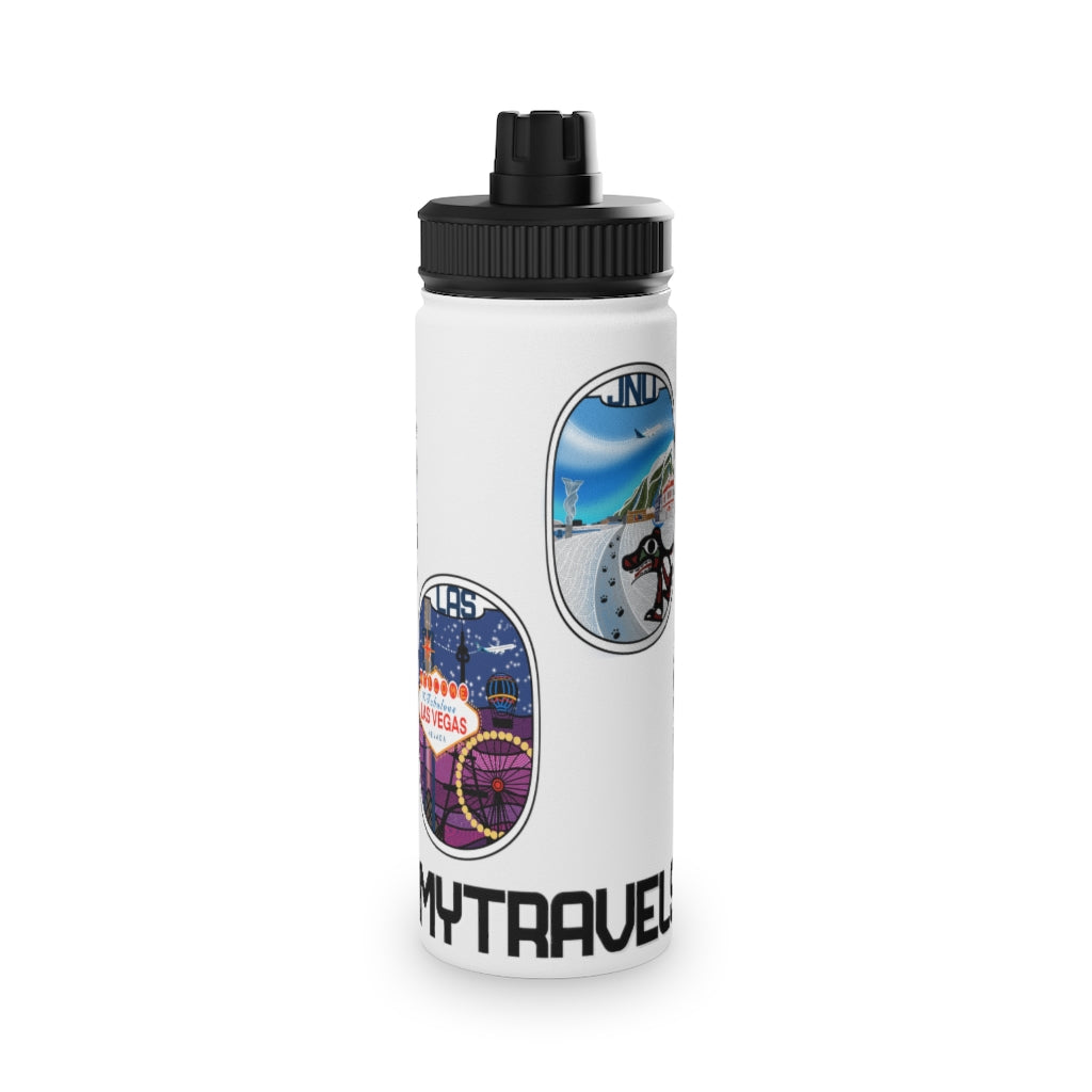 Sticker Stainless Steel Water Bottle, Sports Lid