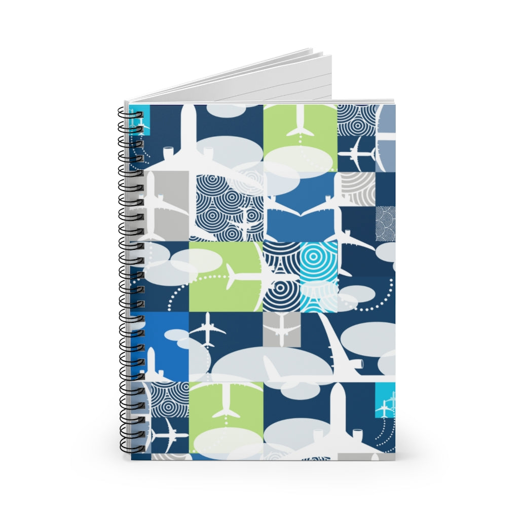 Color blocked Airplane Spiral Notebook - Ruled Line