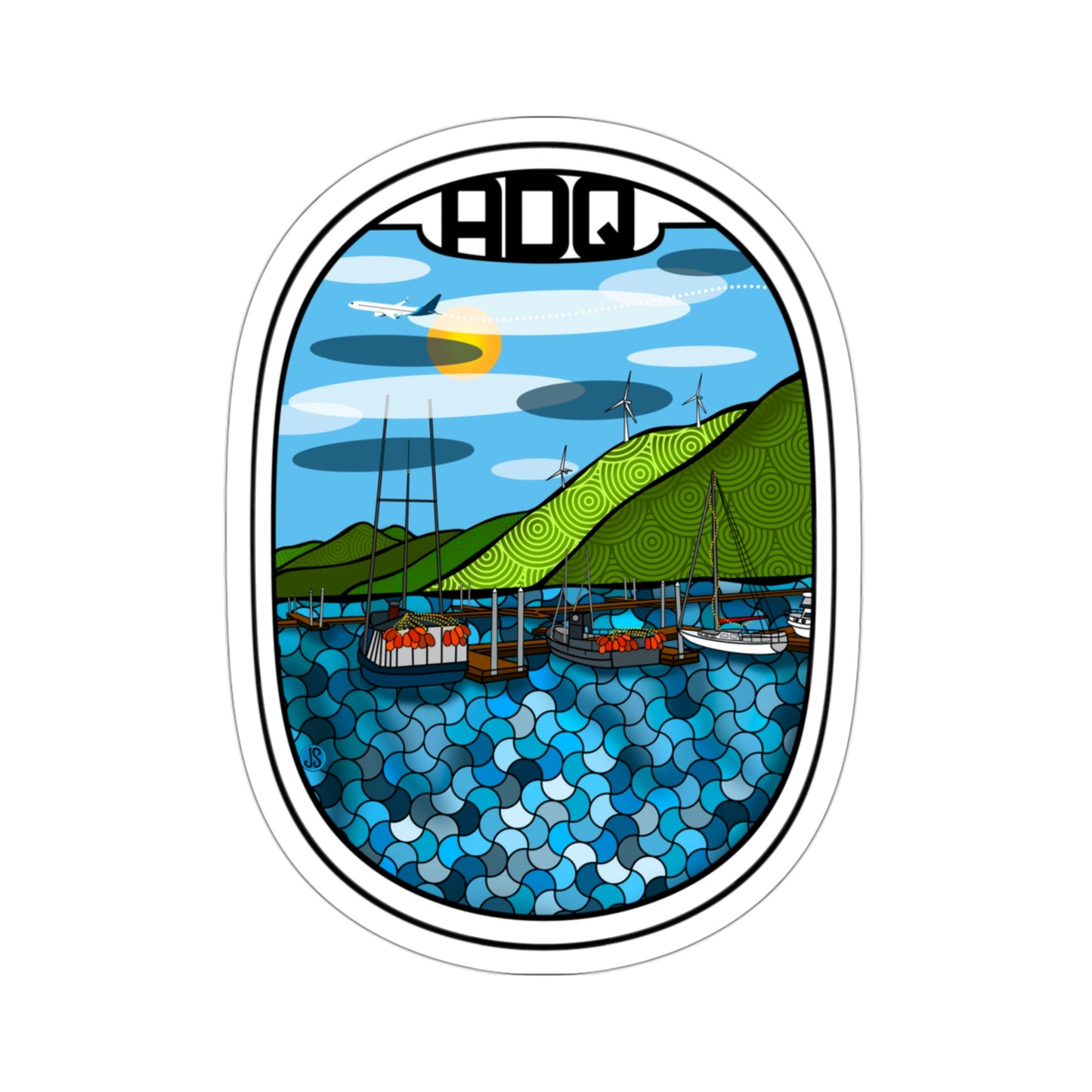 ADQ KODIAK ALASKA / blue plane Die-Cut Stickers