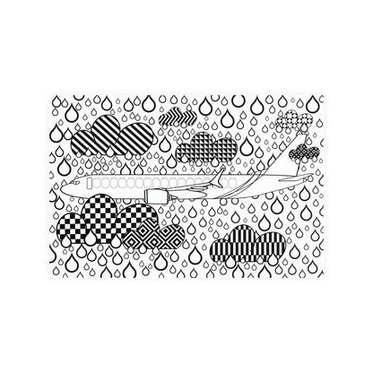 Flying in the rain coloring poster