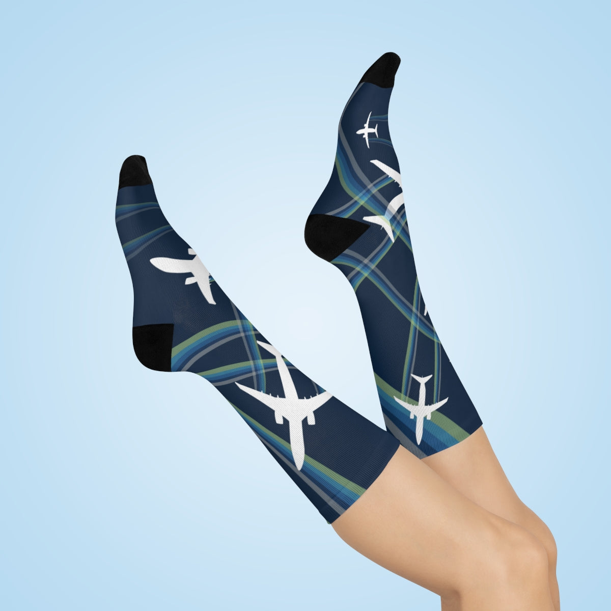 Plane Blue DTG Crew Socks