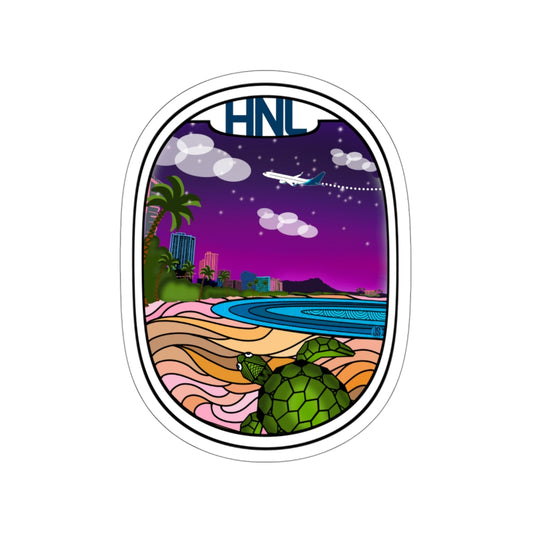 HNL Honolulu blue plane Die-Cut Stickers