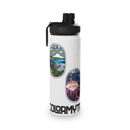 Sticker Stainless Steel Water Bottle, Sports Lid