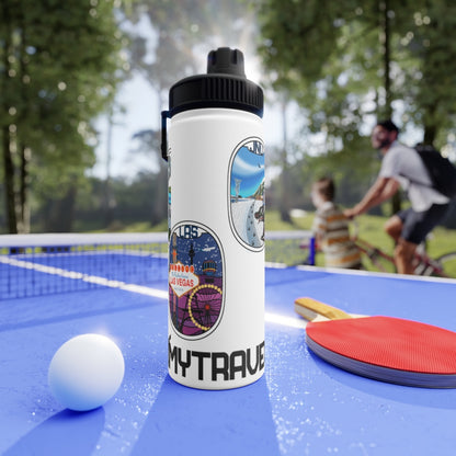 Sticker Stainless Steel Water Bottle, Sports Lid