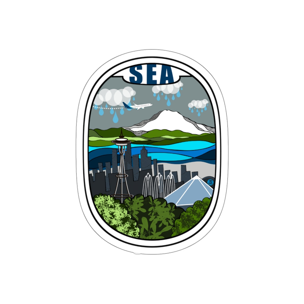 SEA - Seattle Blue plane Die-Cut Stickers