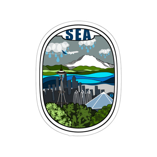 SEA - Seattle Blue plane Die-Cut Stickers