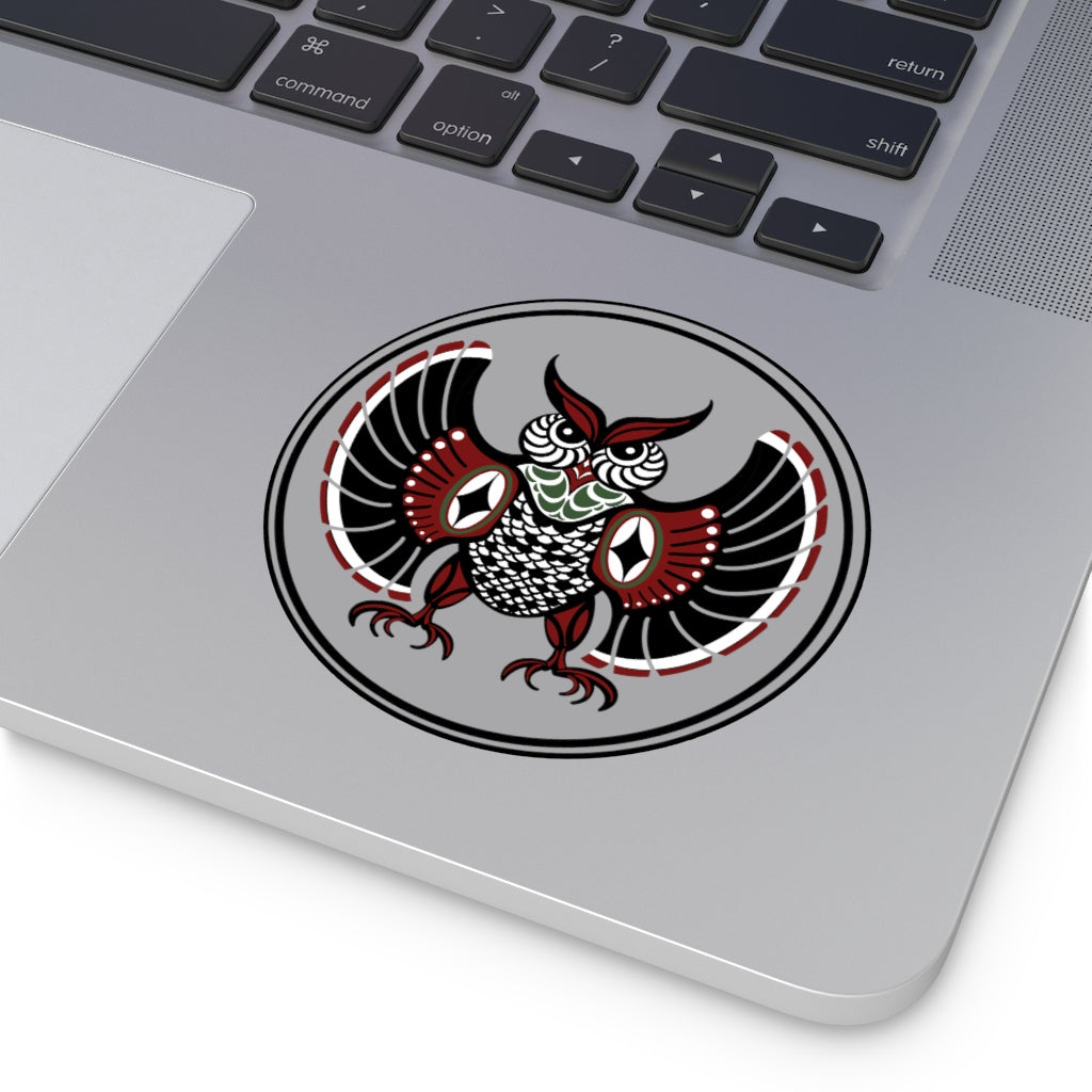 Native Owl Round Vinyl Stickers