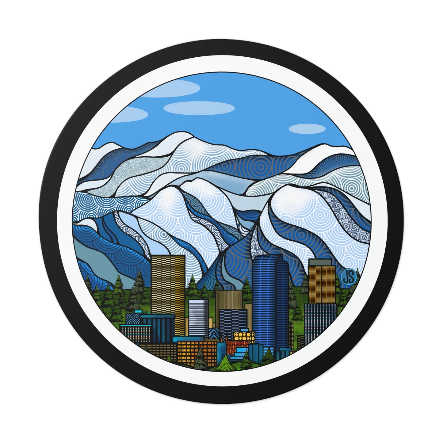 Denver Round Vinyl Stickers