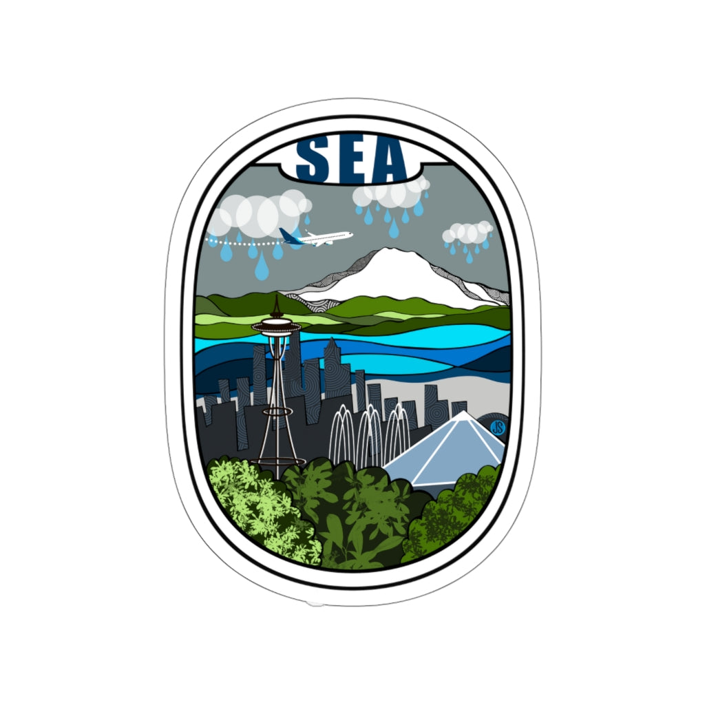 SEA - Seattle Blue plane Die-Cut Stickers