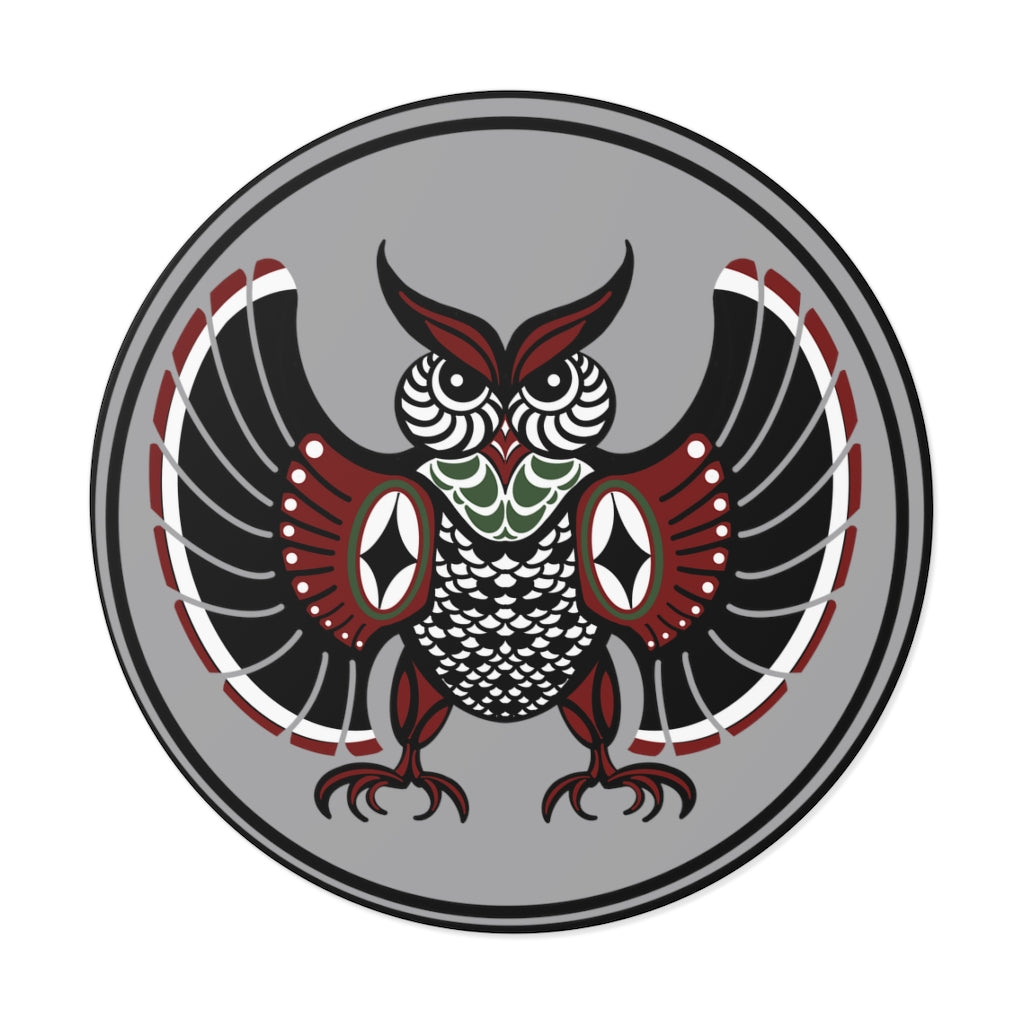 Native Owl Round Vinyl Stickers