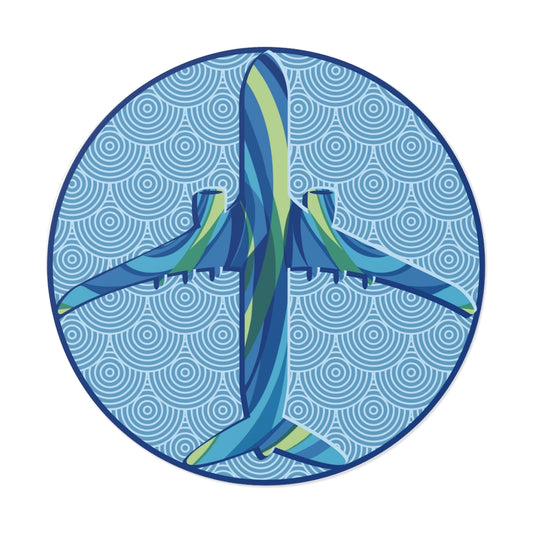 Blue airplane Round Vinyl Stickers