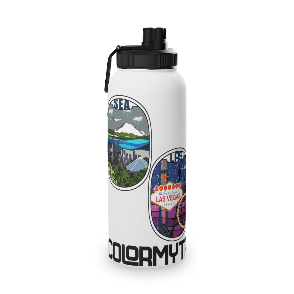 Sticker Stainless Steel Water Bottle, Sports Lid