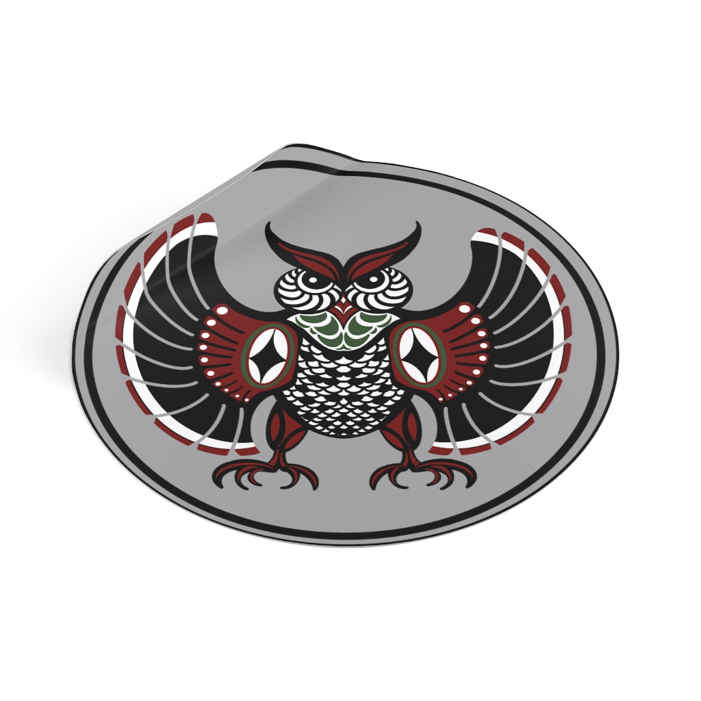 Native Owl Round Vinyl Stickers