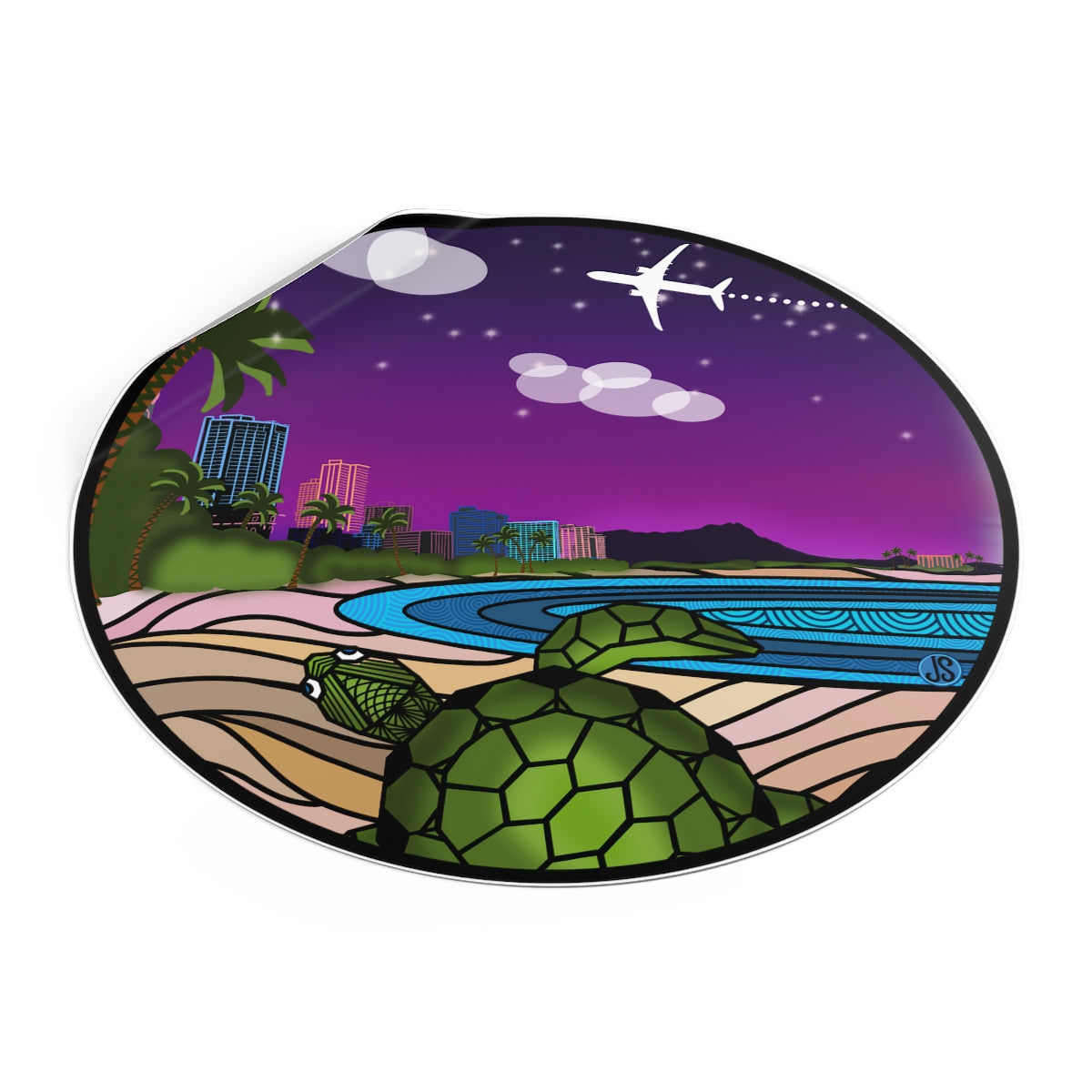 Honolulu Round Vinyl Stickers