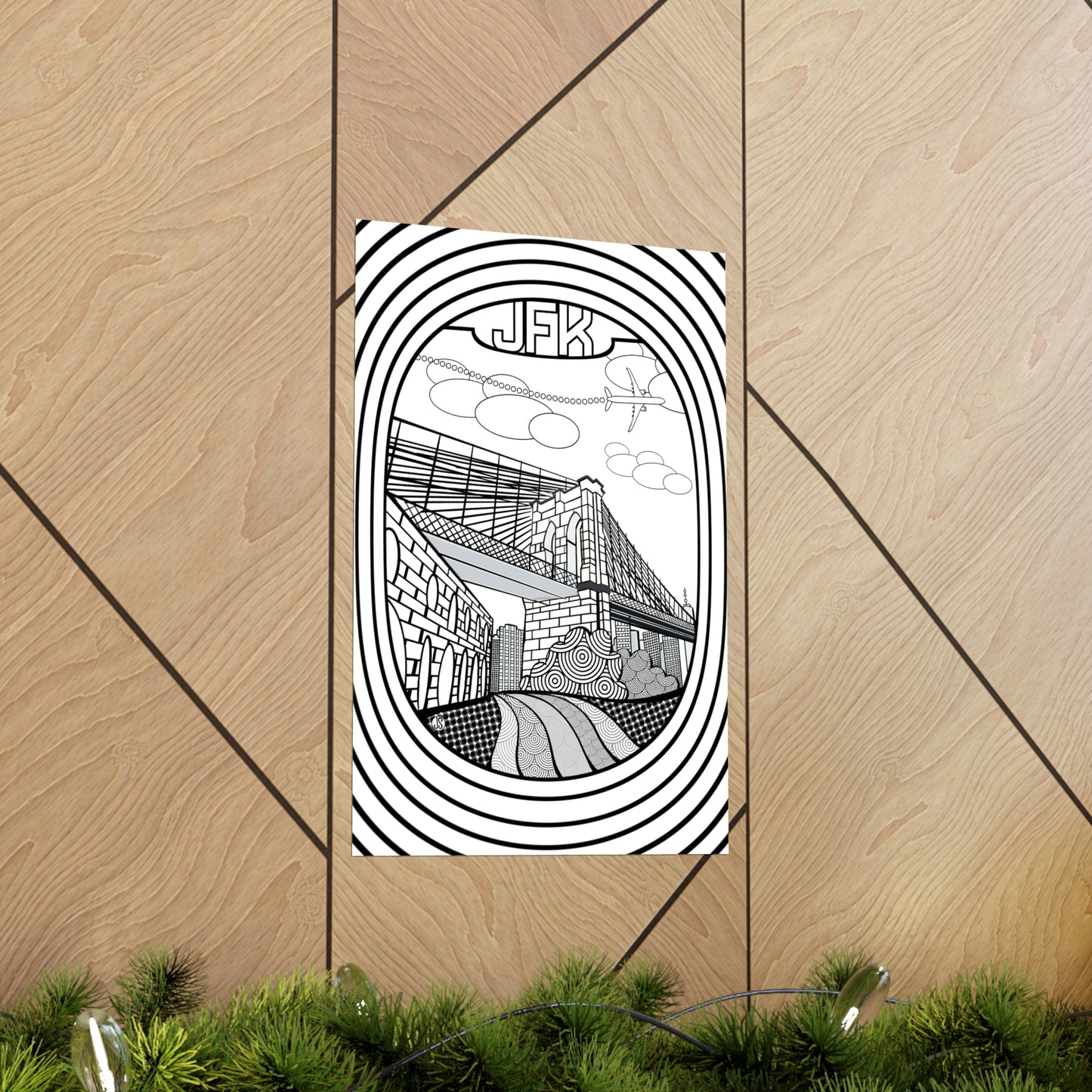 JFK New York Coloring Poster