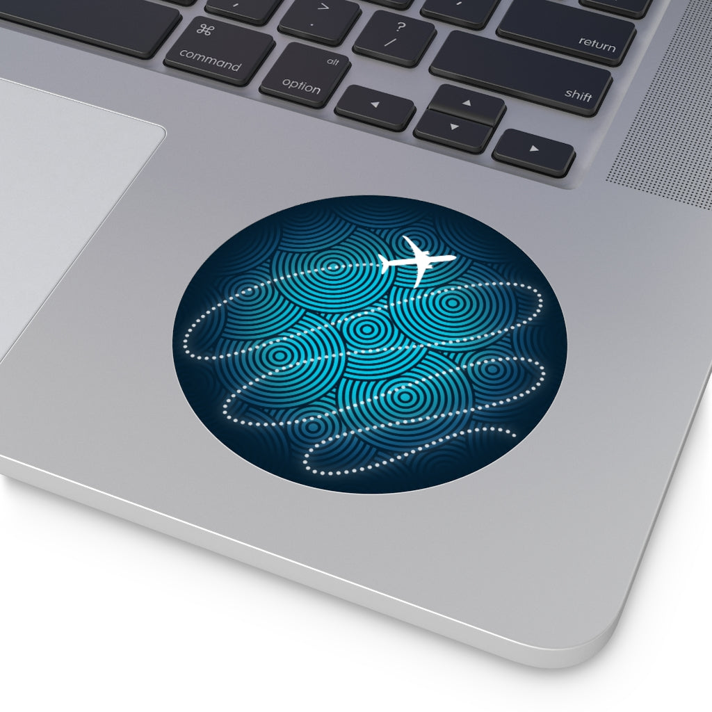 Airplane swirls Round Vinyl Stickers