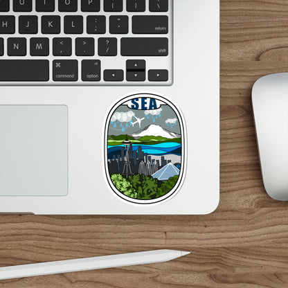 SEA - Seattle Wht plane Die-Cut Stickers