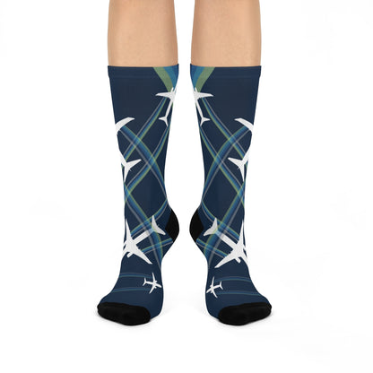 Plane Blue DTG Crew Socks