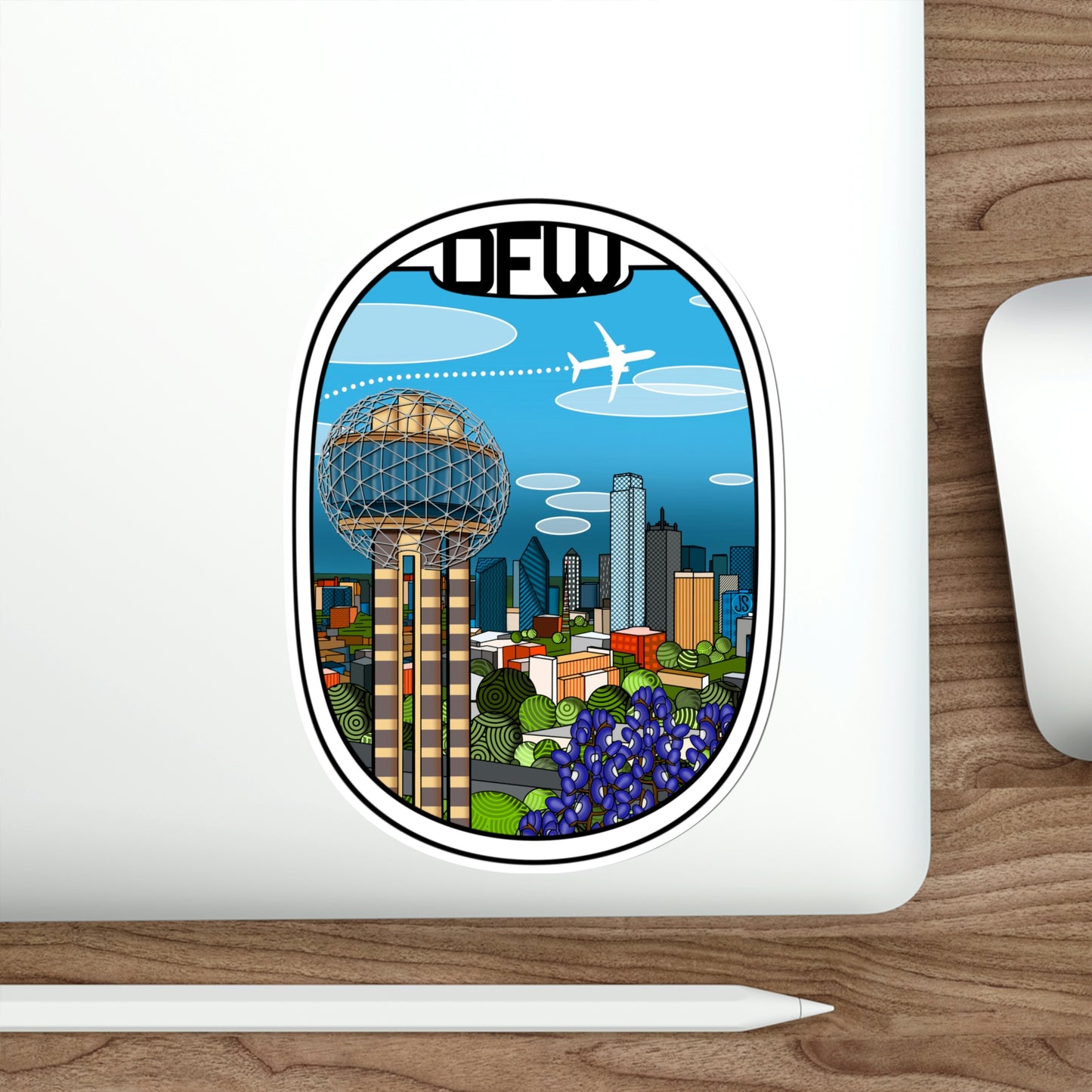 DFW-Dallas Fort Worth white plane Stickers