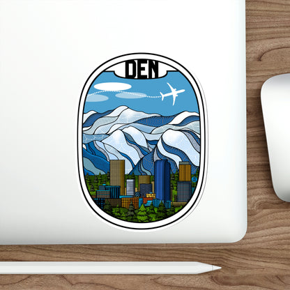 DEN Denver Wht plane Die-Cut Stickers