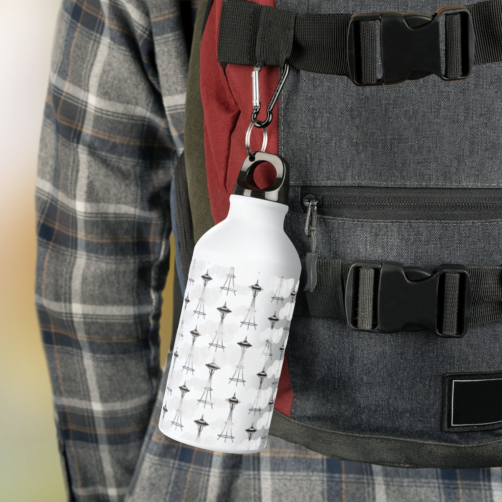 Seattle Washington clouds and needle Sport Bottle