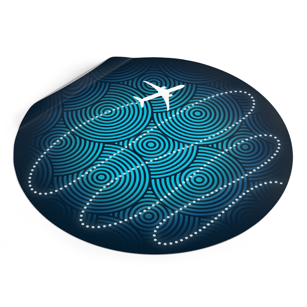 Airplane swirls Round Vinyl Stickers